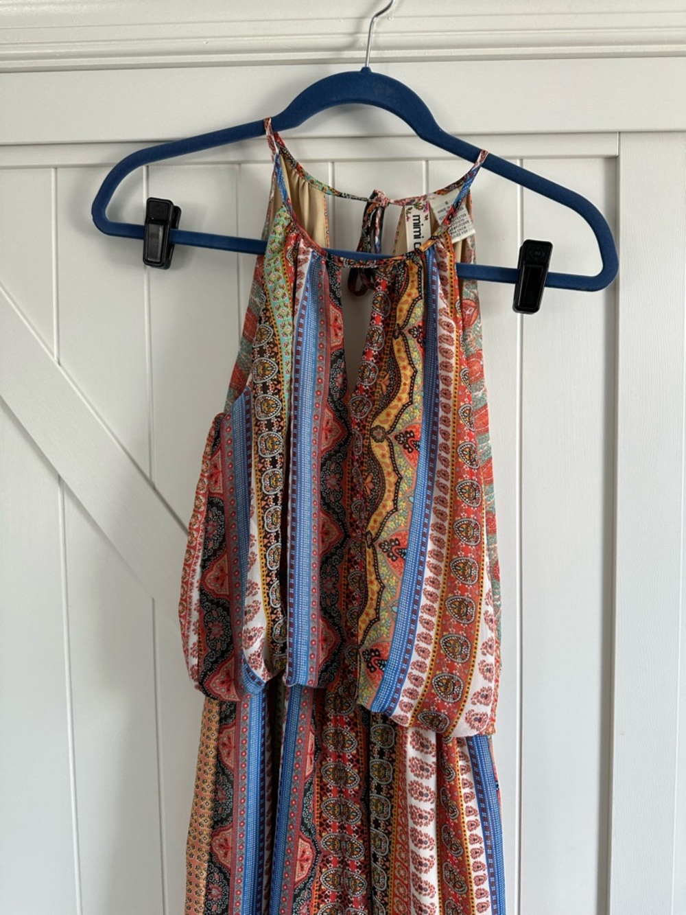 Mimi Chica Boho Wide Leg Jumpsuit Pant Romper Paisley Print Halter Size Small - Picture 3 of 8